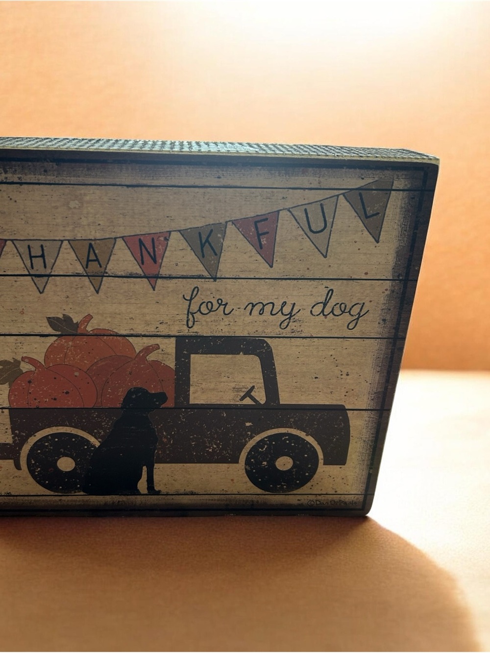 Thankful for My Dog Rustic Truck Wall Décor - Black & Orange